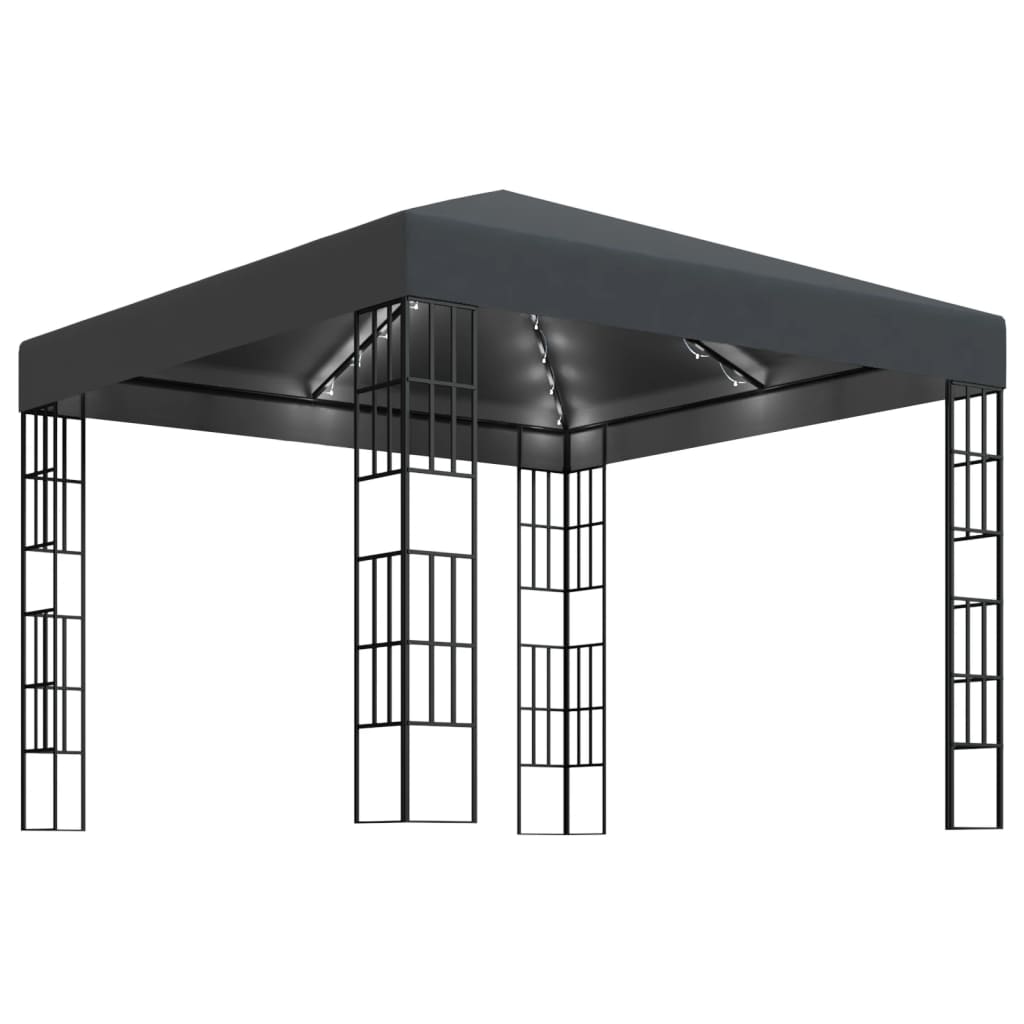 vidaXL Altana ze sznurem lampek LED, 3x3 m, antracytowa