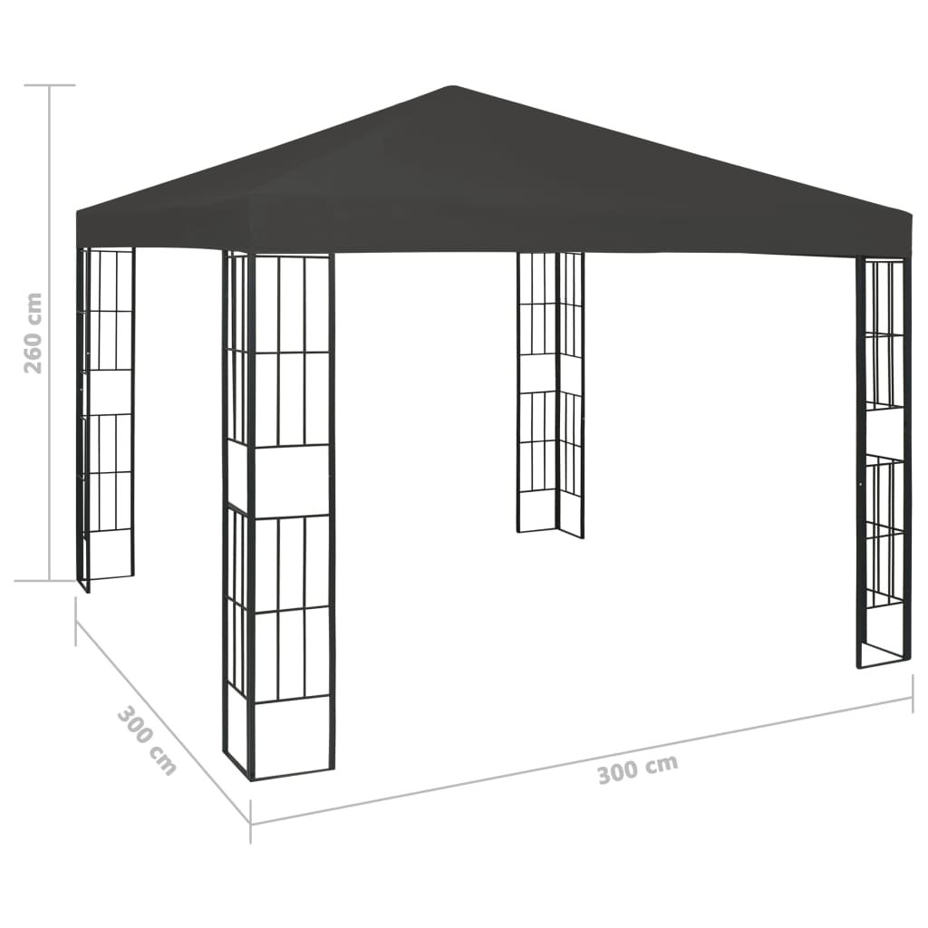 vidaXL Altana ze sznurem lampek LED, 3x3 m, antracytowa