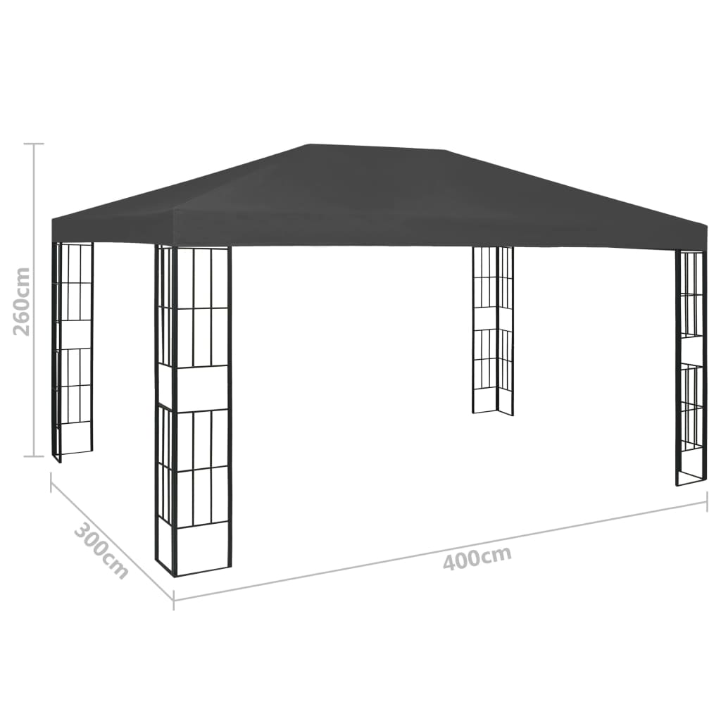vidaXL Altana ze sznurem lampek LED, 3x4 m, antracytowa