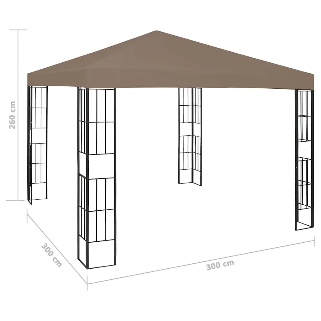 vidaXL Altana ze sznurem lampek LED, 3x3 m, kolor taupe