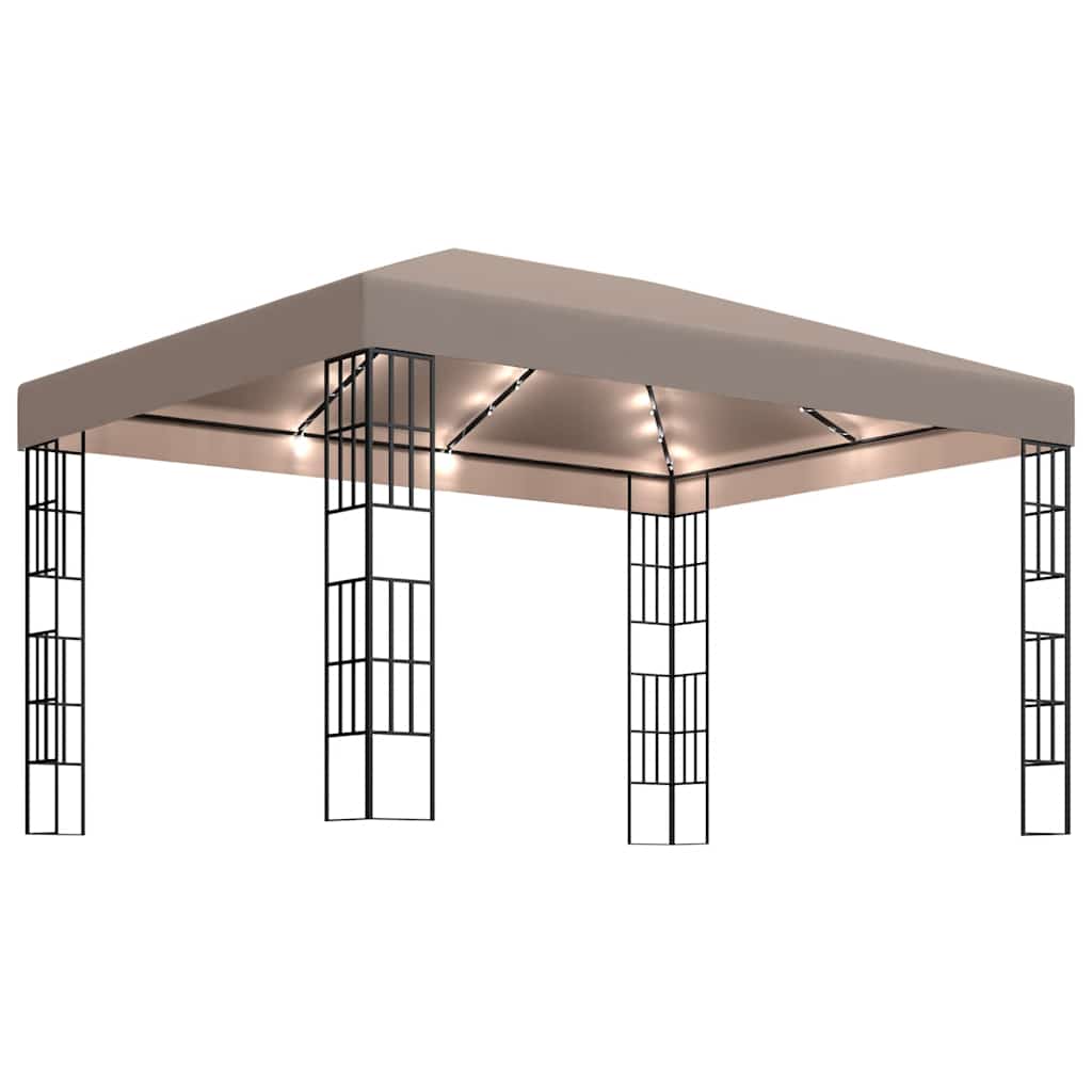 vidaXL Altana ze sznurem lampek LED, 4x3 m, kolor taupe