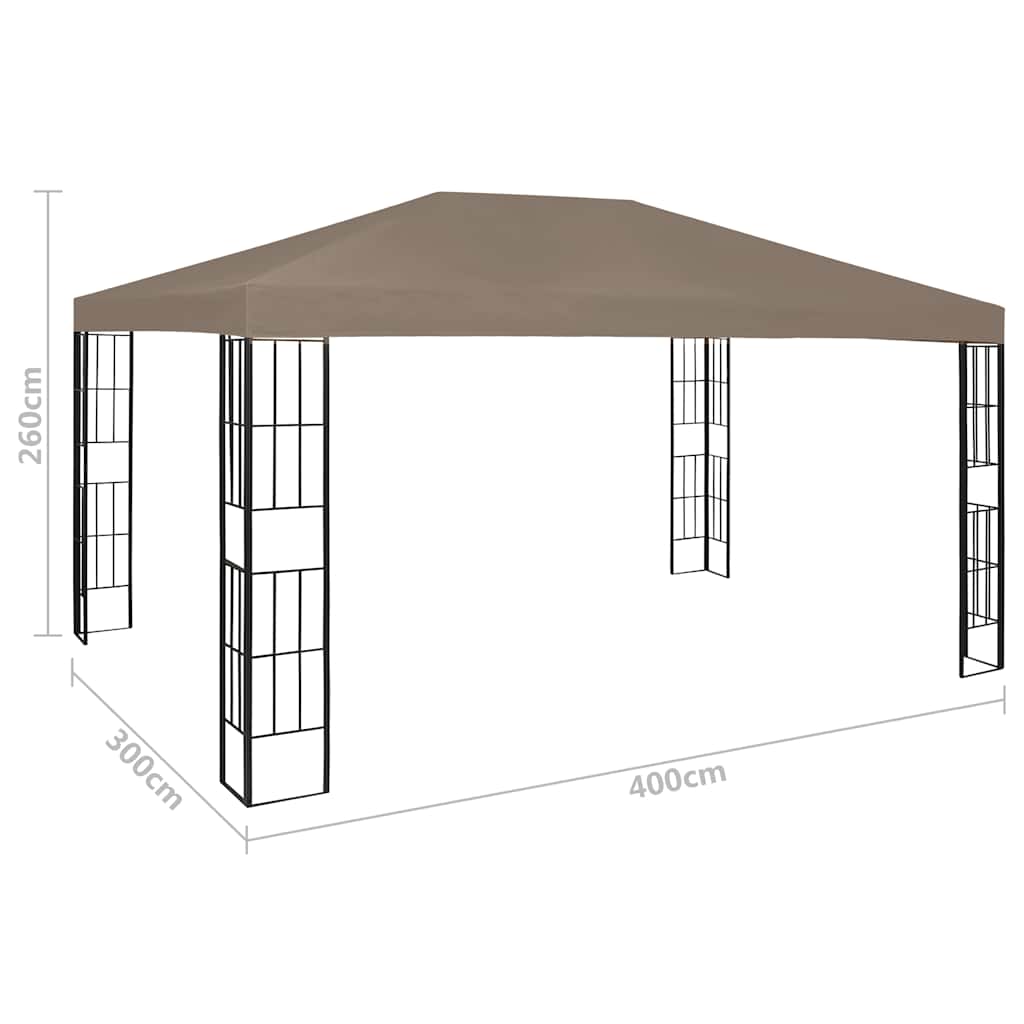 vidaXL Altana ze sznurem lampek LED, 4x3 m, kolor taupe
