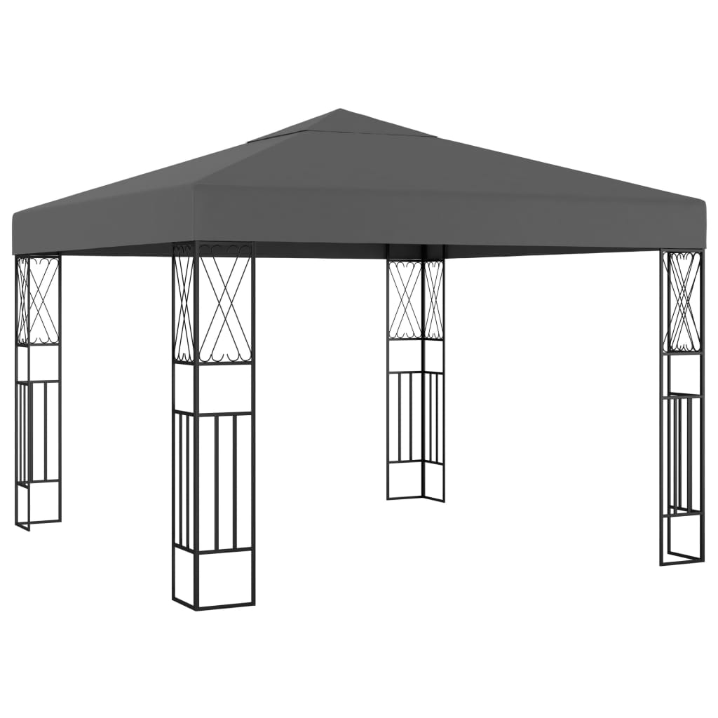 vidaXL Altana ze sznurem lampek LED, 3x3 m, antracytowa tkanina