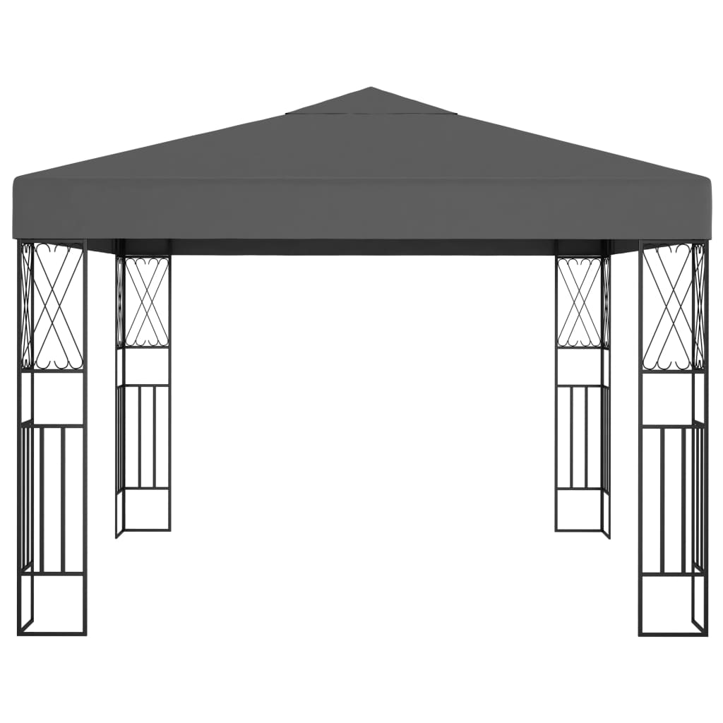 vidaXL Altana ze sznurem lampek LED, 3x3 m, antracytowa tkanina