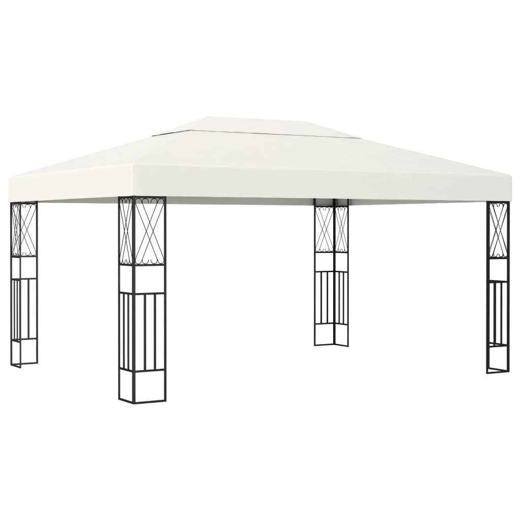 vidaXL Altana ze sznurem lampek LED, 3x4 m, kremowa tkanina