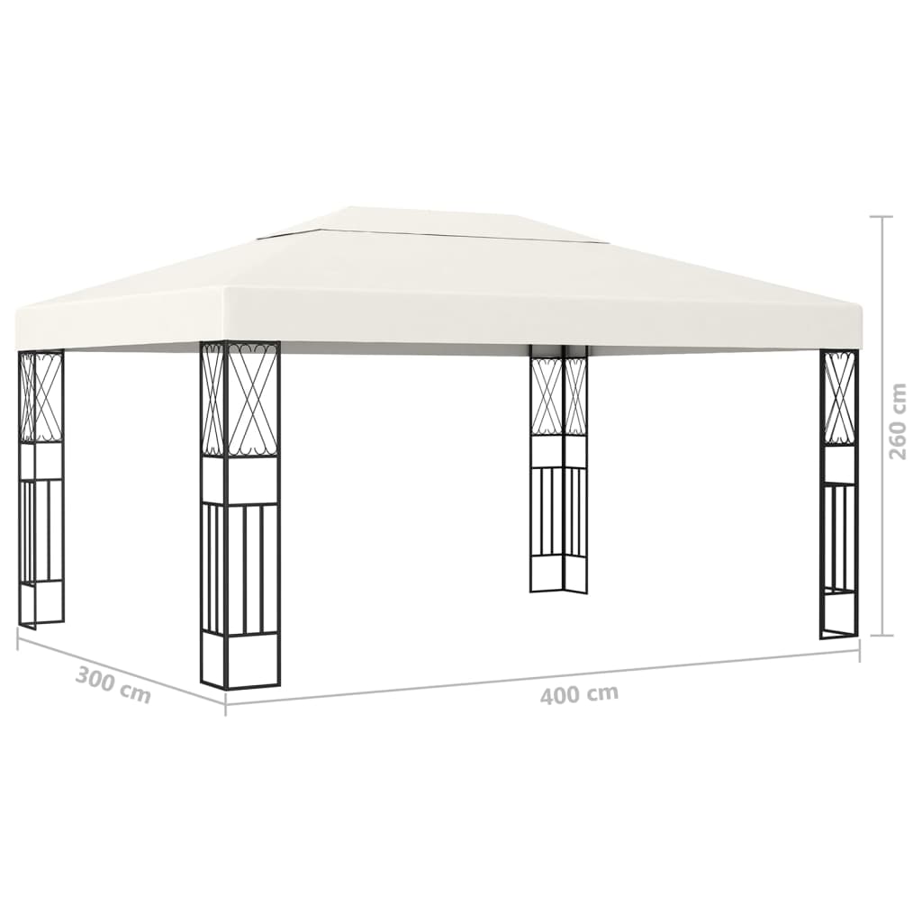 vidaXL Altana ze sznurem lampek LED, 3x4 m, kremowa tkanina