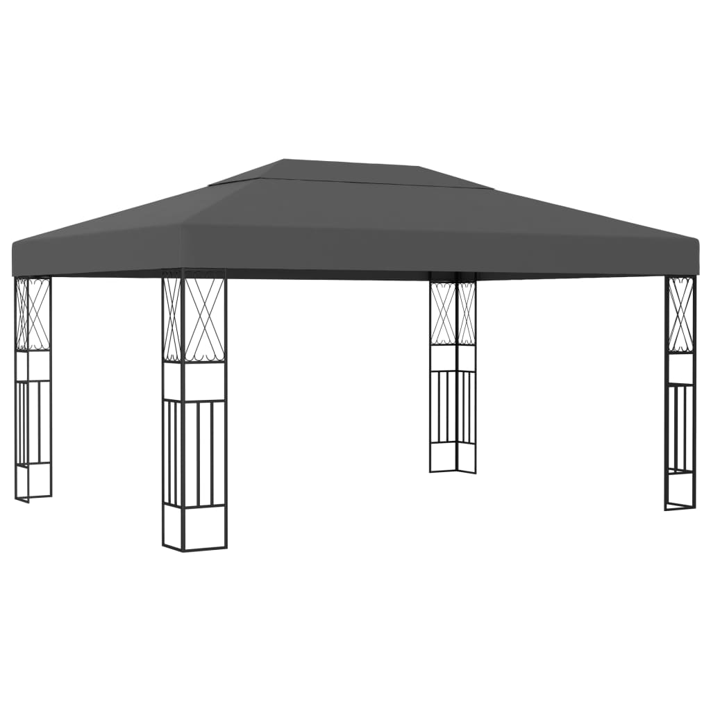 vidaXL Altana ze sznurem lampek LED, 3x4 m, antracytowa tkanina