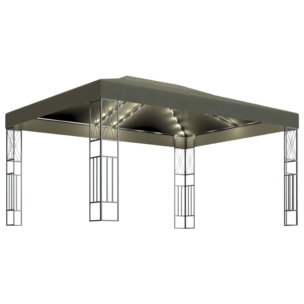 vidaXL Altana ze sznurem lampek LED, 3x4 m, tkanina w kolorze taupe