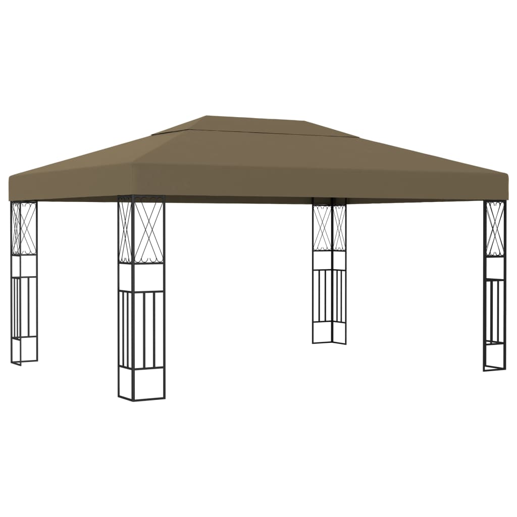 vidaXL Altana ze sznurem lampek LED, 3x4 m, tkanina w kolorze taupe
