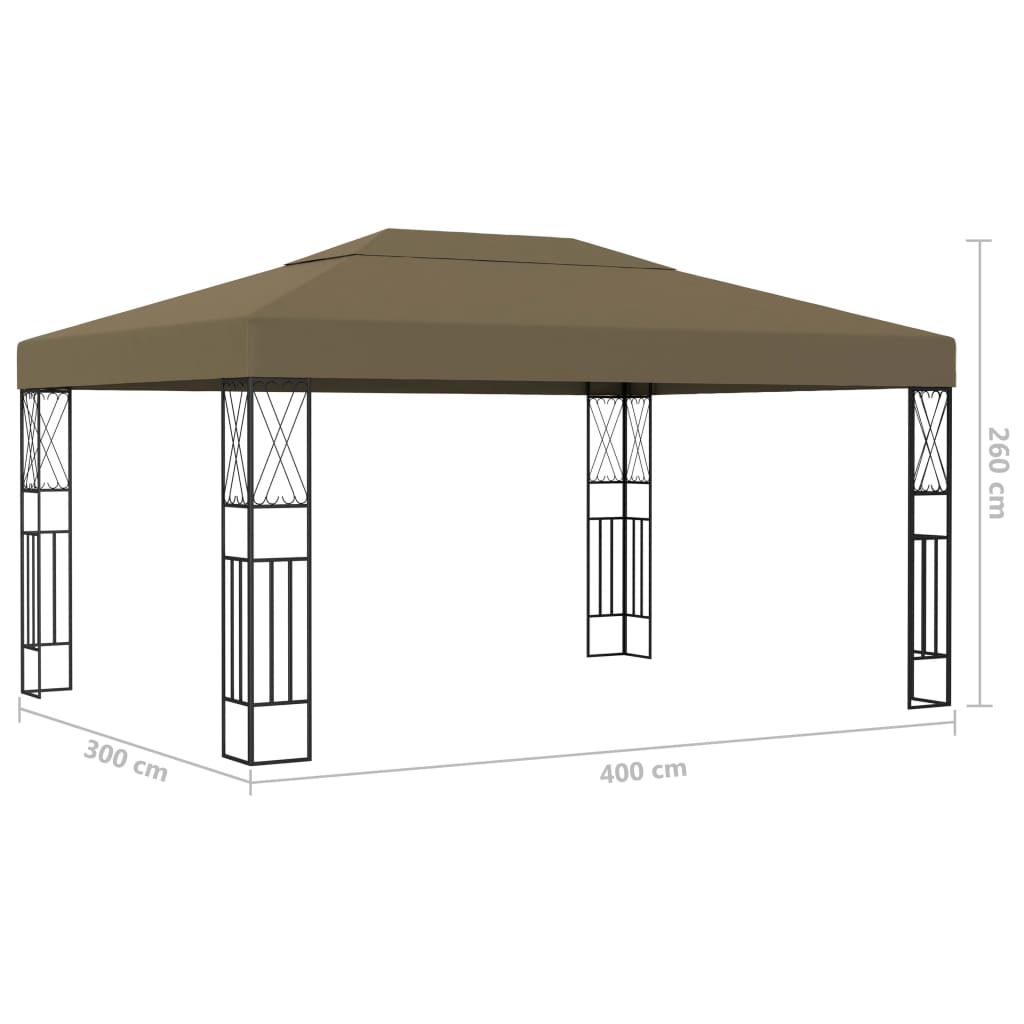 vidaXL Altana ze sznurem lampek LED, 3x4 m, tkanina w kolorze taupe