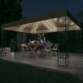 vidaXL Altana ze sznurem lampek LED, 3x4 m, tkanina w kolorze taupe