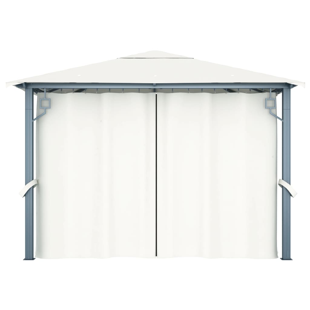 vidaXL Altana z zasłonami i lampkami LED, 3x3 m, kremowa, aluminium