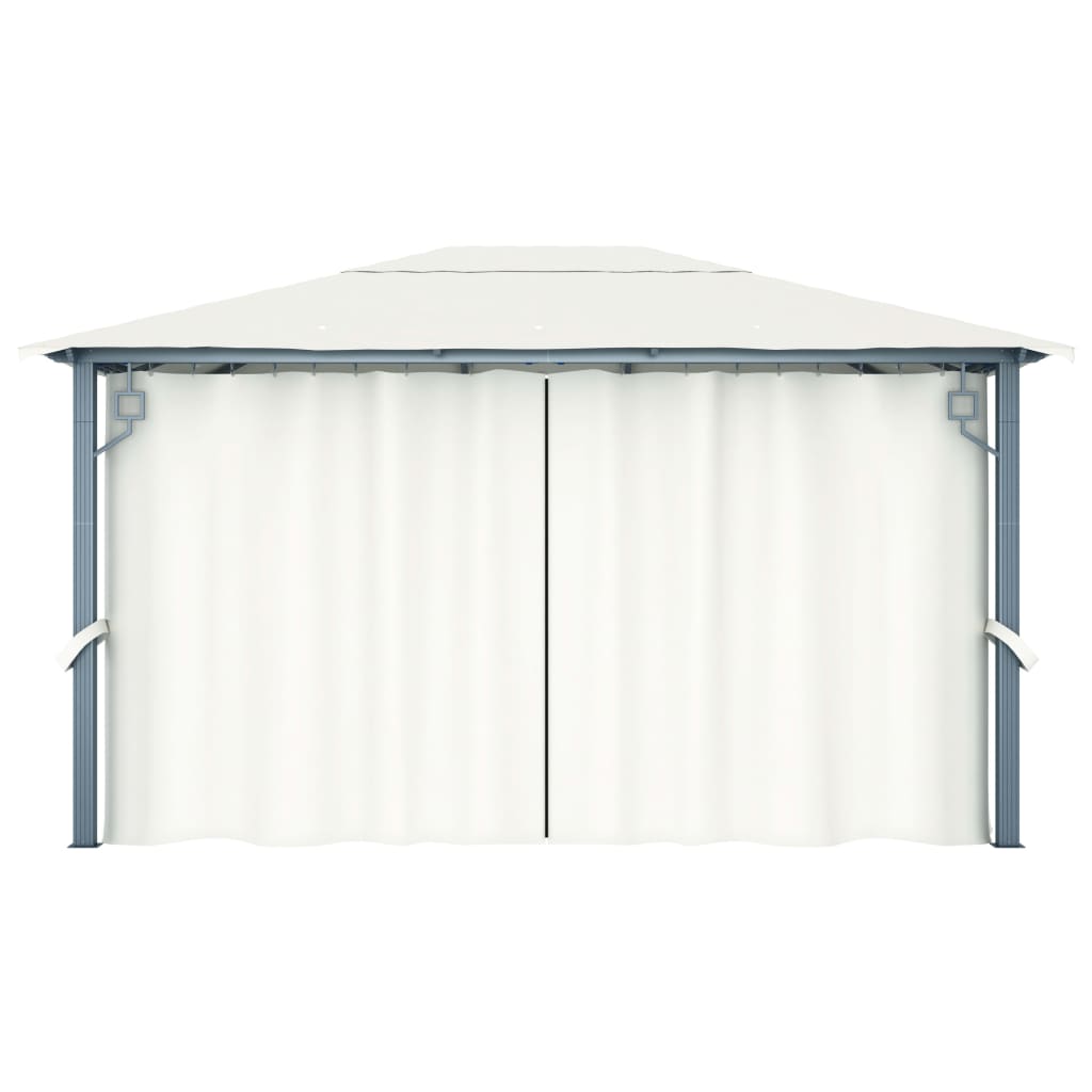 vidaXL Altana z zasłonami i lampkami LED, 4x3 m, kremowa, aluminium
