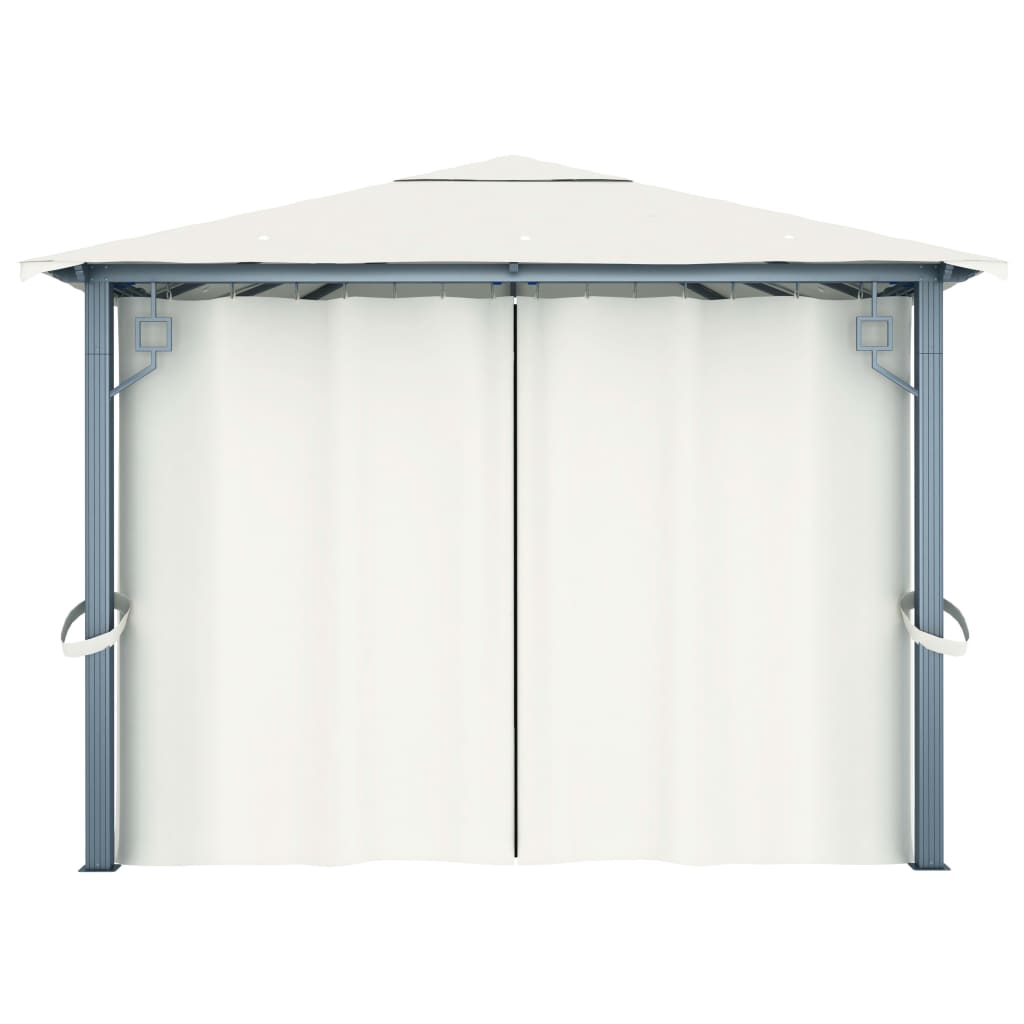 vidaXL Altana z zasłonami i lampkami LED, 4x3 m, kremowa, aluminium