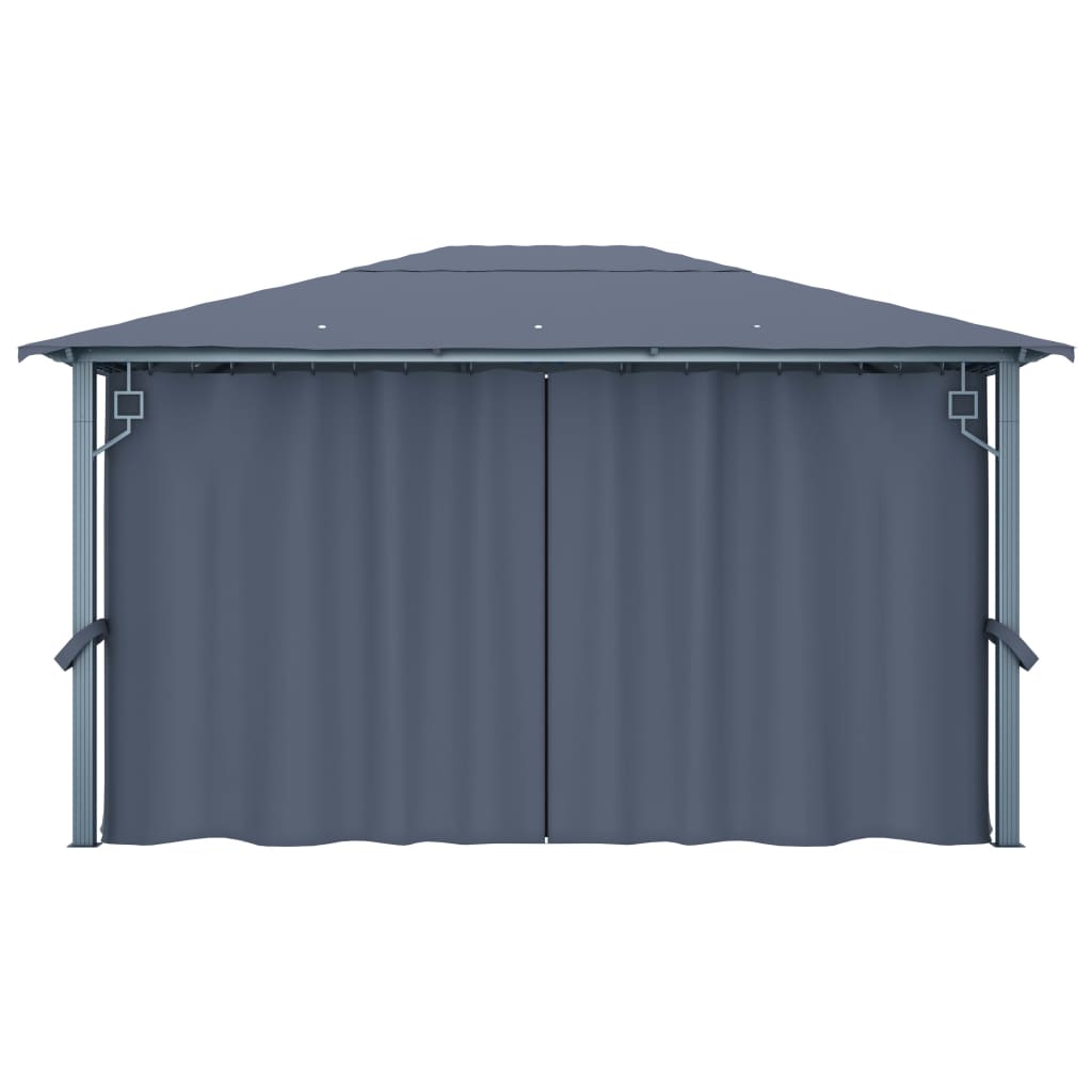 vidaXL Altana z zasłonami i lampkami LED, 4x3 m, antracyt, aluminiowa