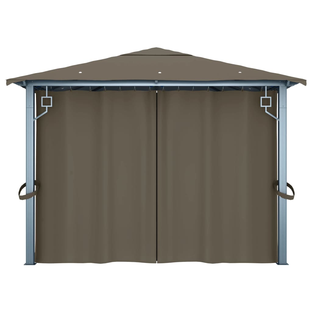 vidaXL Altana z zasłonami i lampkami LED, 4x3 m, taupe, aluminium