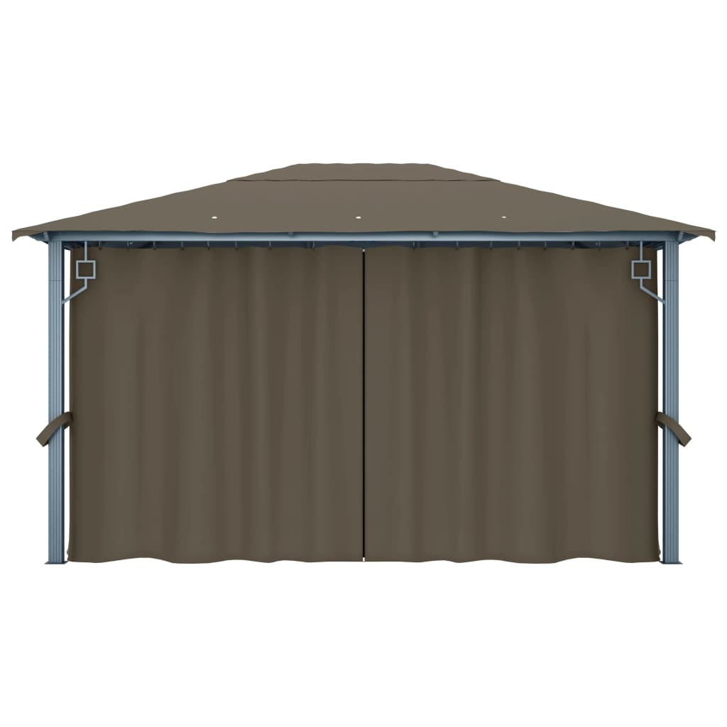 vidaXL Altana z zasłonami i lampkami LED, 4x3 m, taupe, aluminium