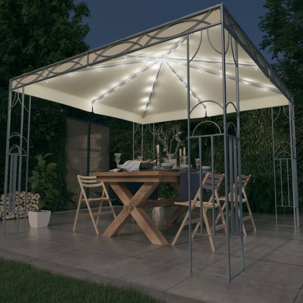 vidaXL Altana ze sznurem lampek LED, 300x300 cm, kremowa