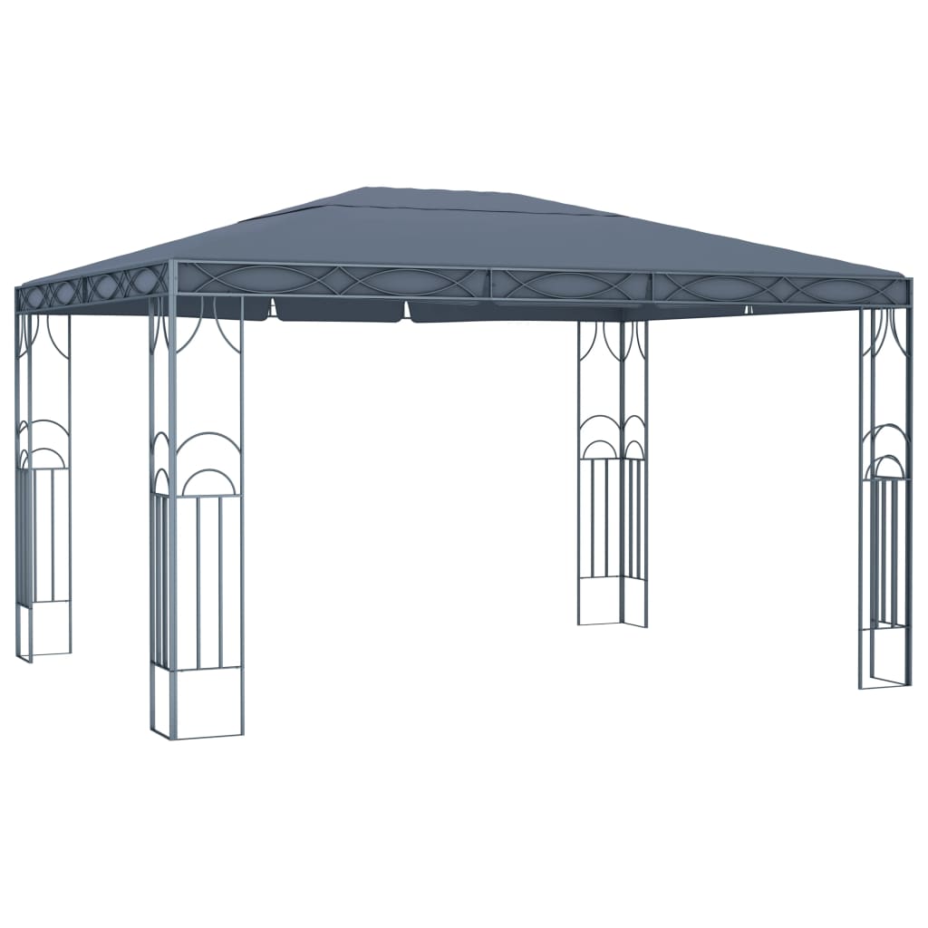 vidaXL Altana ze sznurem lampek LED, 400x300 cm, antracytowa