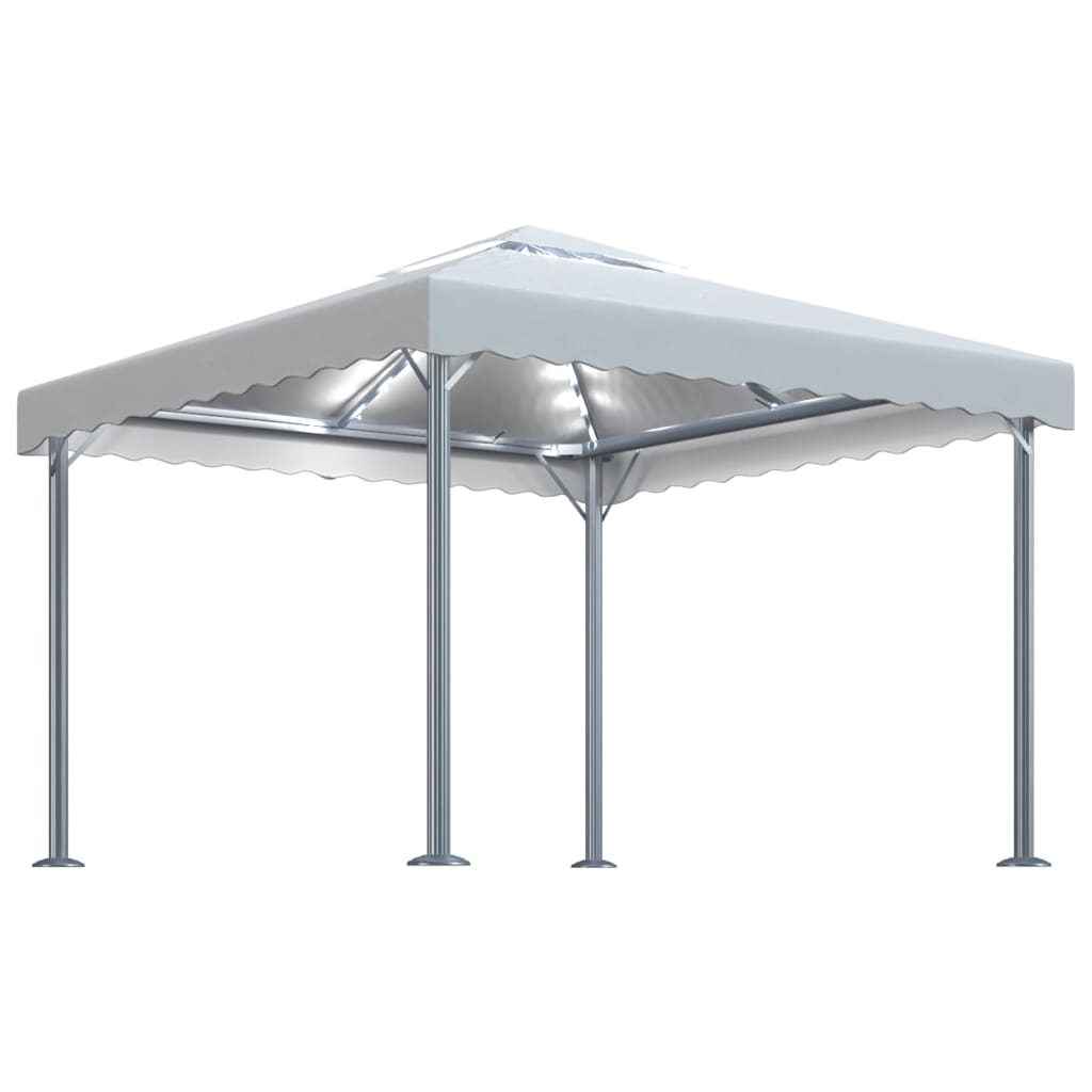 vidaXL Altana ze sznurem lampek LED, 300x300 cm, kremowa, aluminium