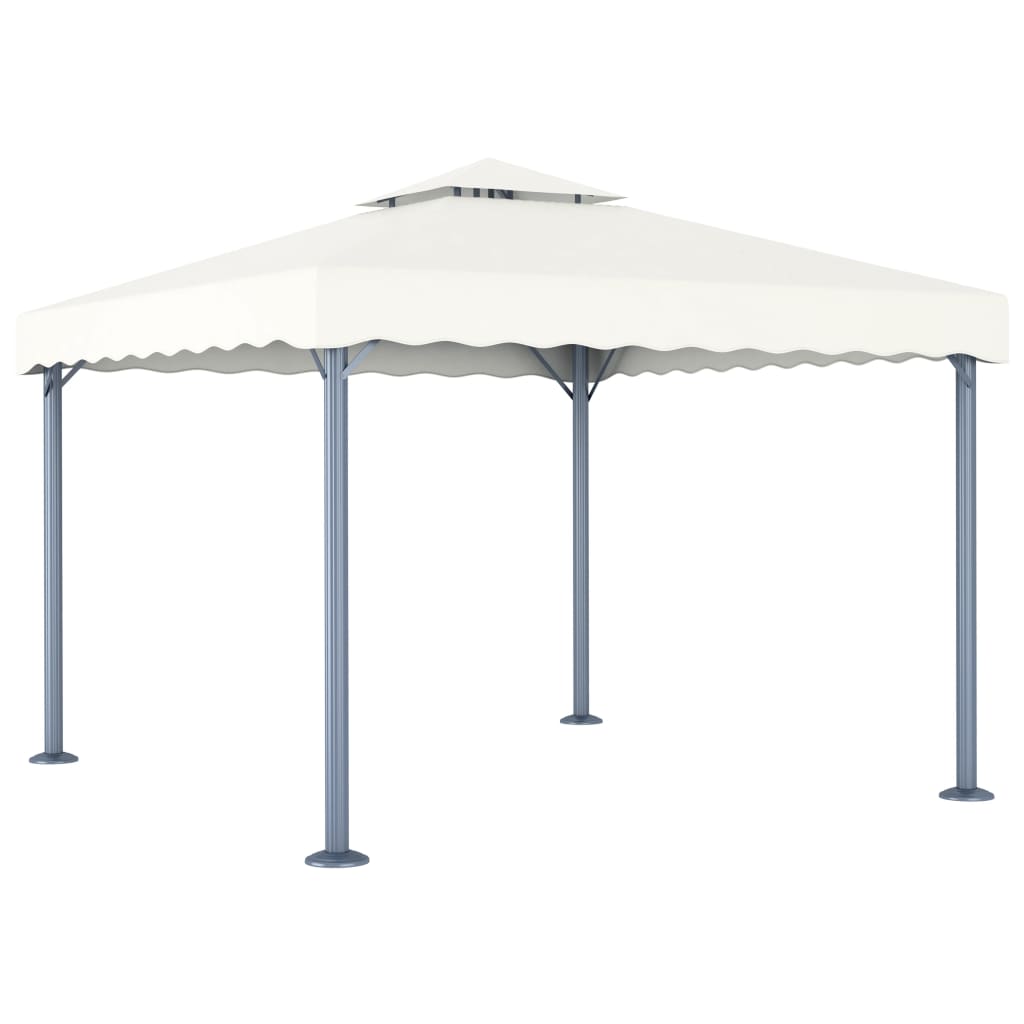 vidaXL Altana ze sznurem lampek LED, 300x300 cm, kremowa, aluminium