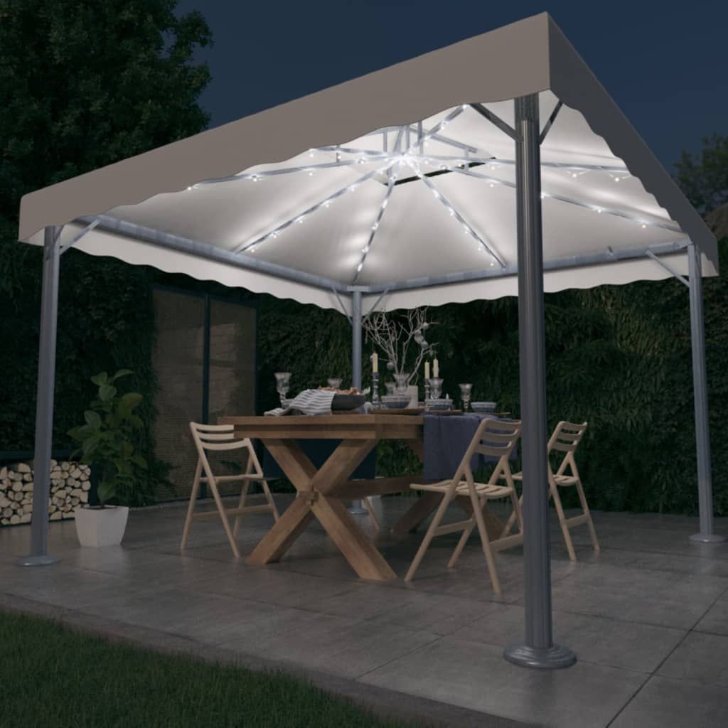 vidaXL Altana ze sznurem lampek LED, 300x300 cm, kremowa, aluminium