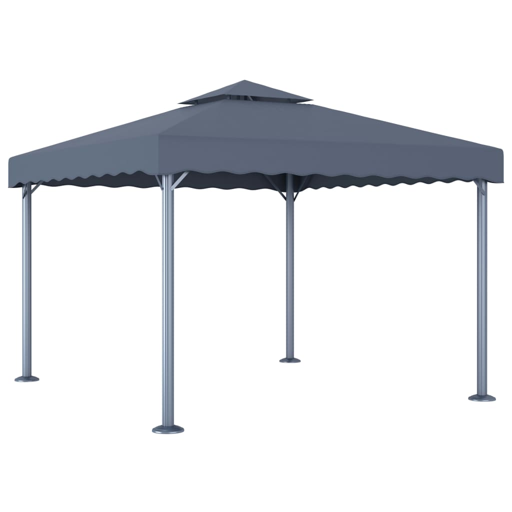 vidaXL Altana ze sznurem lampek LED, 300x300 cm, antracyt, aluminium