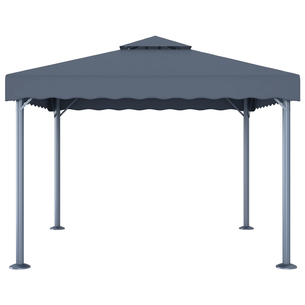 vidaXL Altana ze sznurem lampek LED, 300x300 cm, antracyt, aluminium