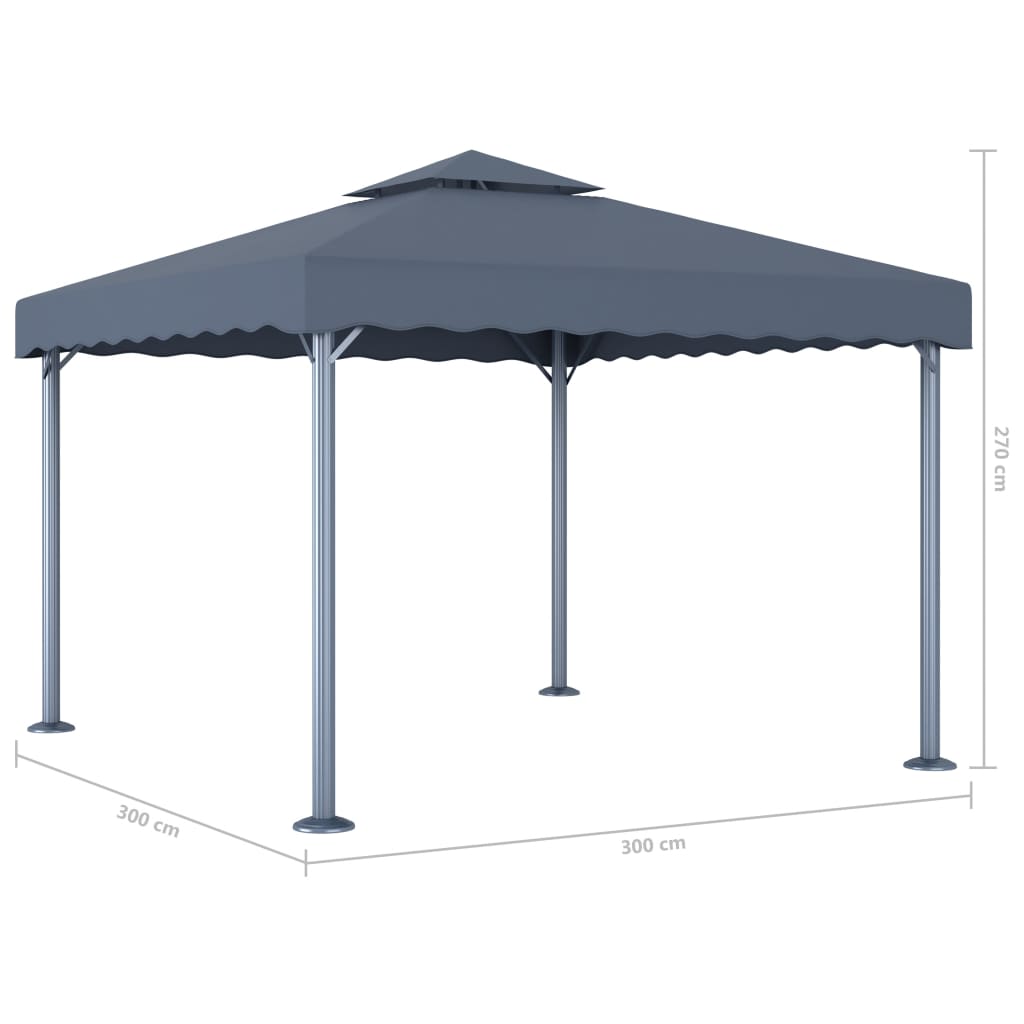 vidaXL Altana ze sznurem lampek LED, 300x300 cm, antracyt, aluminium