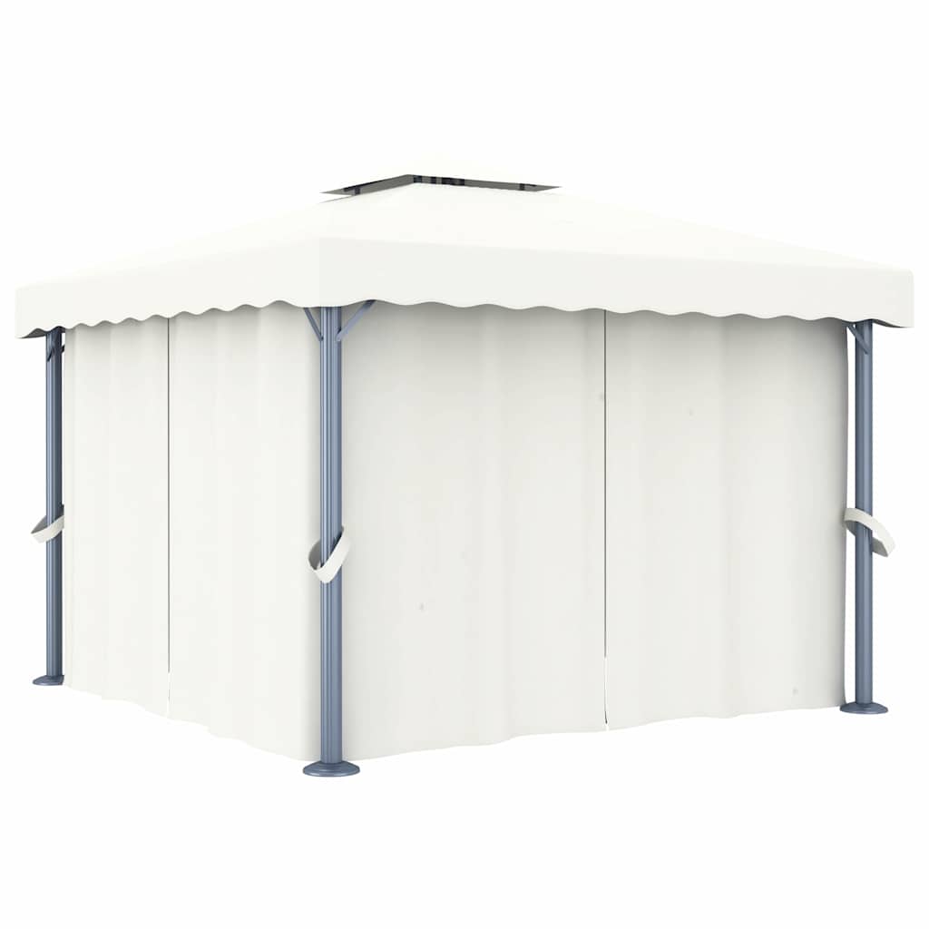 vidaXL Altana z zasłonami i sznurem lampek LED, 3x3 m, kremowa