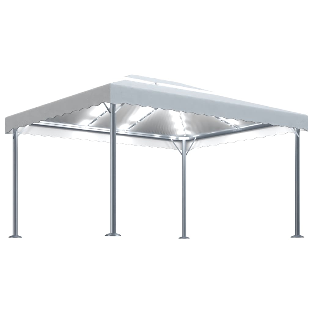 vidaXL Altana ze sznurem lampek LED, 400x300 cm, kremowa, aluminium