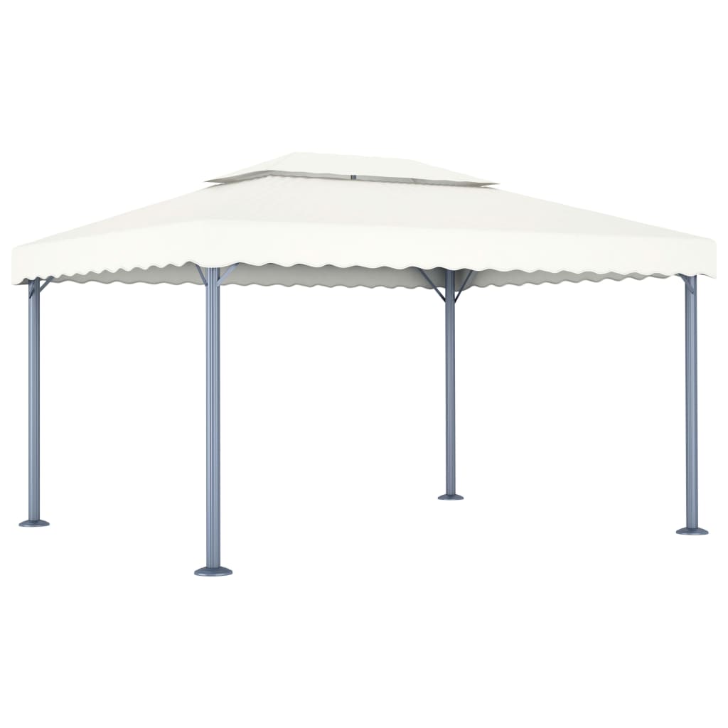 vidaXL Altana ze sznurem lampek LED, 400x300 cm, kremowa, aluminium