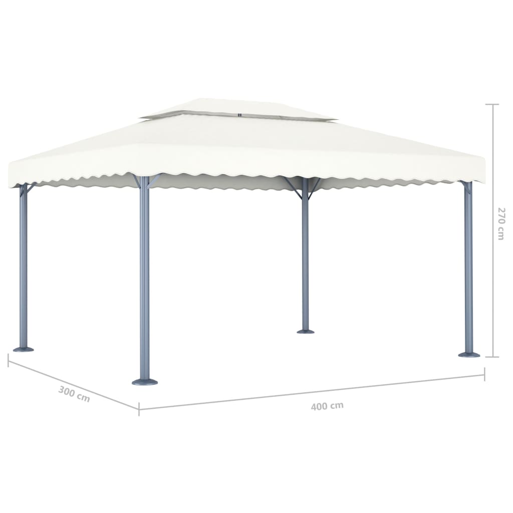 vidaXL Altana ze sznurem lampek LED, 400x300 cm, kremowa, aluminium