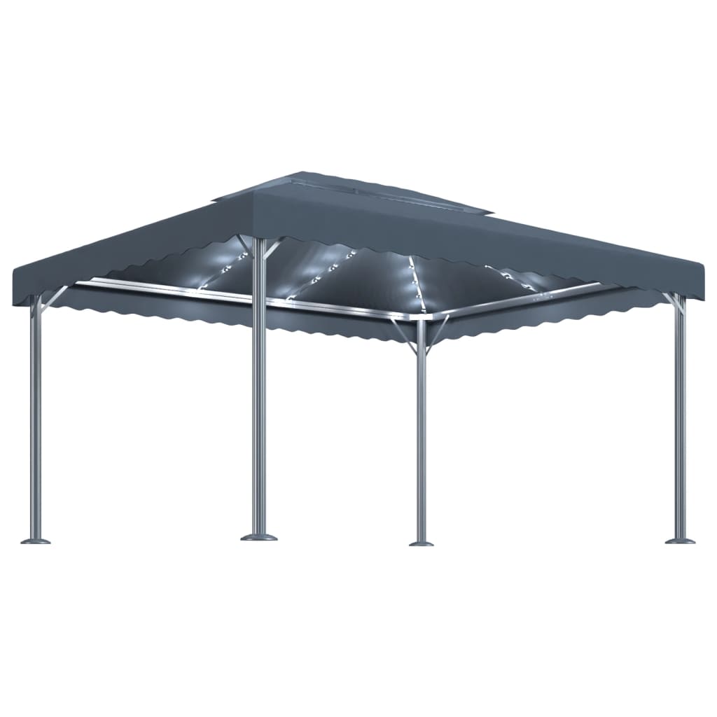 vidaXL Altana ze sznurem lampek LED, 400x300 cm, antracyt, aluminium
