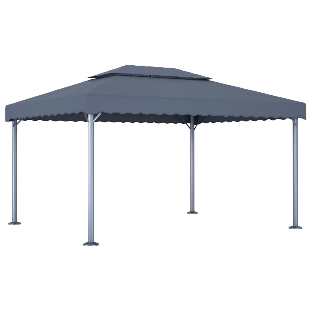 vidaXL Altana ze sznurem lampek LED, 400x300 cm, antracyt, aluminium