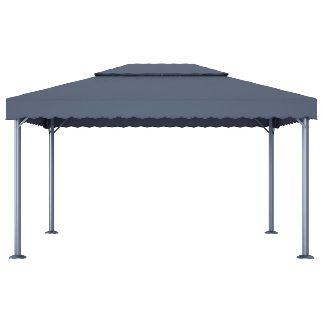 vidaXL Altana ze sznurem lampek LED, 400x300 cm, antracyt, aluminium