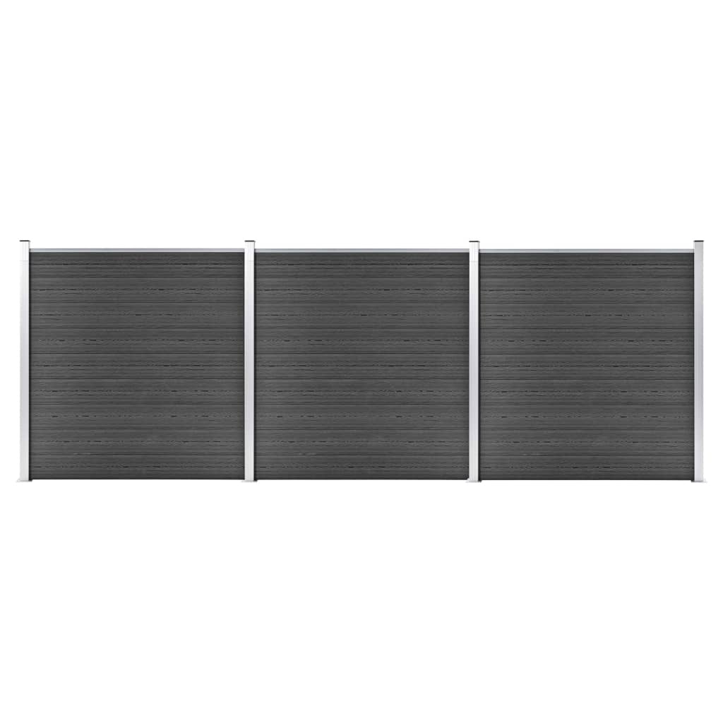 vidaXL Zestaw ogrodzeniowy z WPC, 526x186 cm, czarny