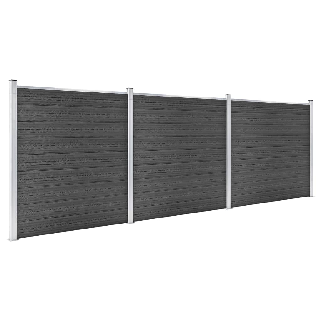 vidaXL Zestaw ogrodzeniowy z WPC, 526x186 cm, czarny