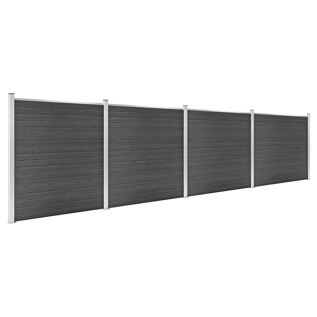 vidaXL Zestaw ogrodzeniowy z WPC, 699x186 cm, czarny