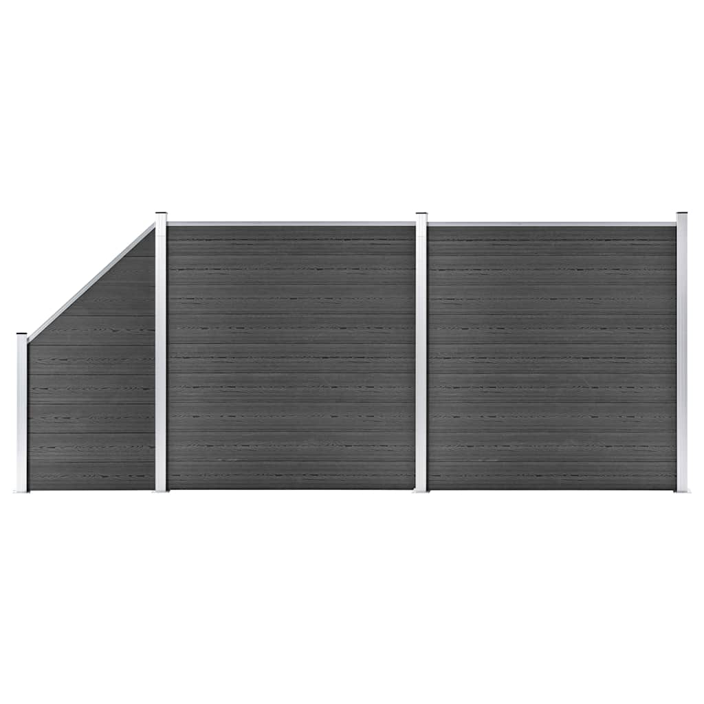 vidaXL Zestaw ogrodzeniowy z WPC, 446x(105-186) cm, czarny