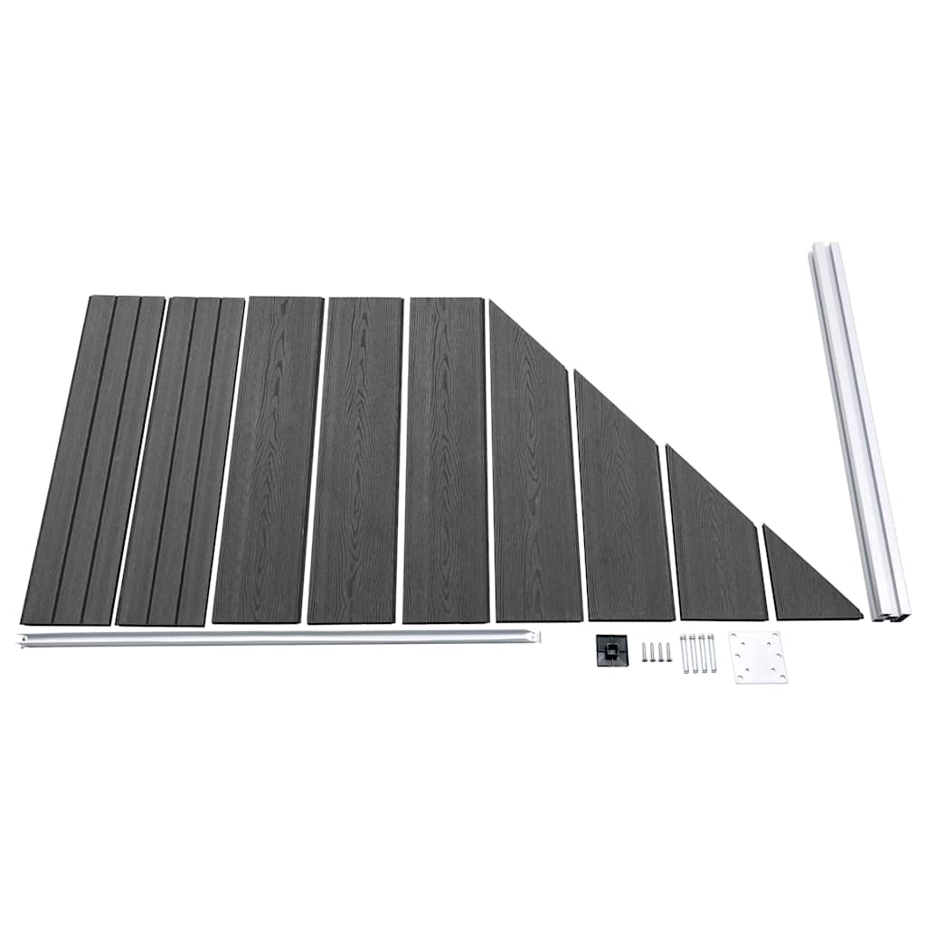 vidaXL Zestaw ogrodzeniowy z WPC, 446x(105-186) cm, czarny