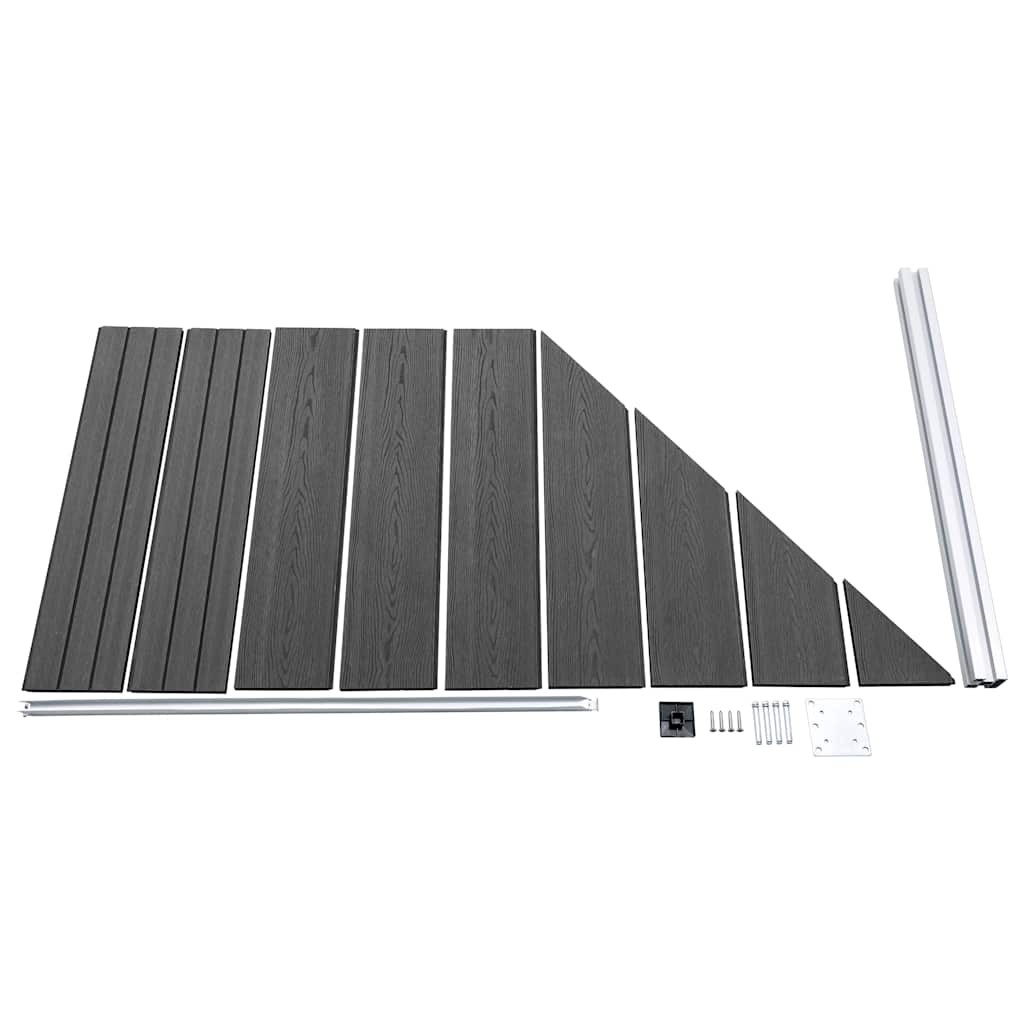 vidaXL Zestaw ogrodzeniowy z WPC, 792 x (105-186) cm, czarny