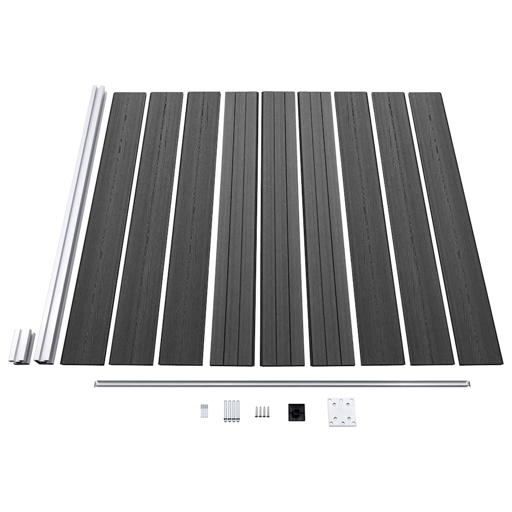 vidaXL Zestaw ogrodzeniowy z WPC, 792 x (105-186) cm, czarny