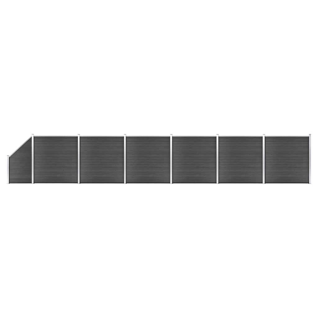 vidaXL Zestaw ogrodzeniowy z WPC, 1138 x (105-186) cm, czarny