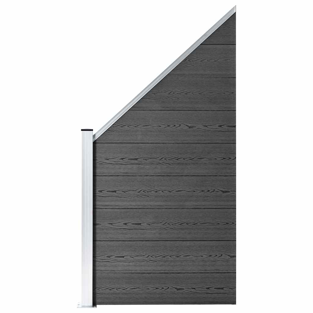 vidaXL Zestaw ogrodzeniowy z WPC, 1138 x (105-186) cm, czarny