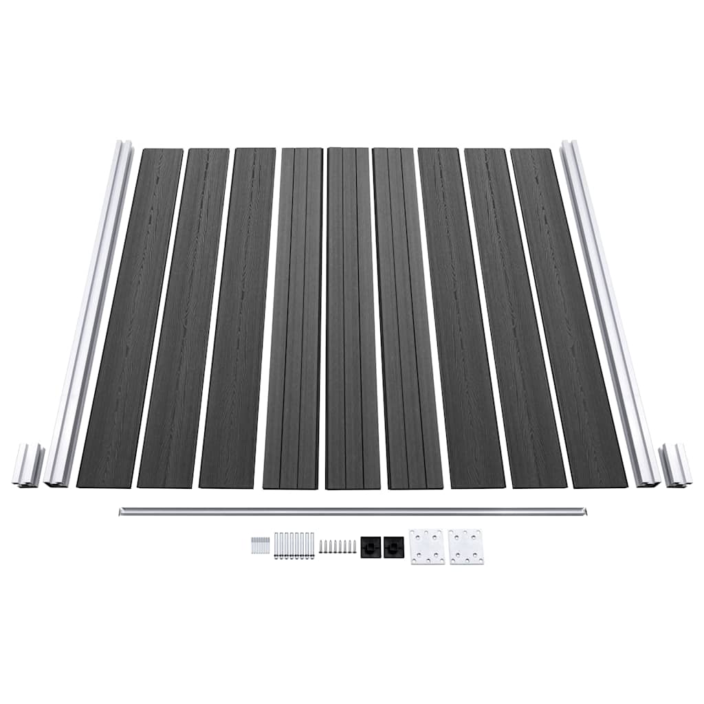 vidaXL Zestaw ogrodzeniowy z WPC, 1830 x (105-186) cm, czarny