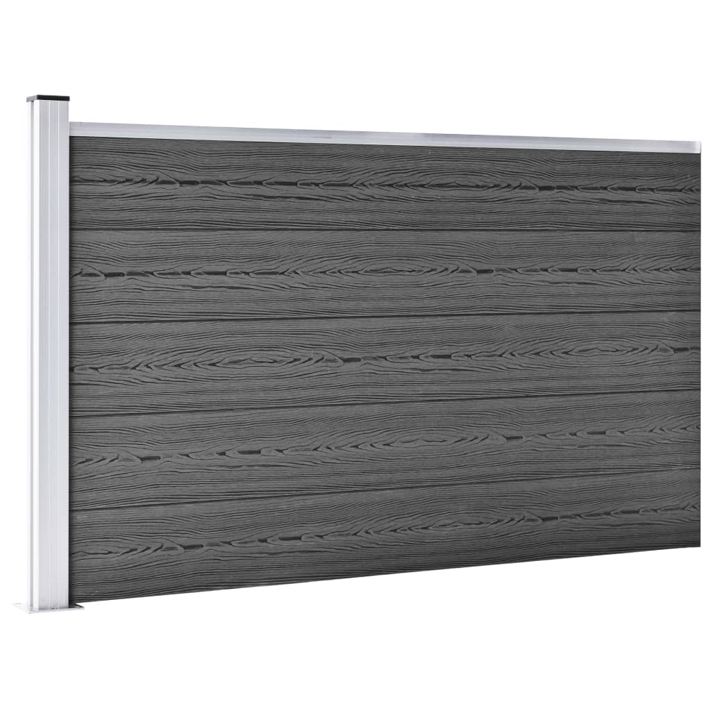 vidaXL Zestaw ogrodzeniowy z WPC, 353x105 cm, czarny