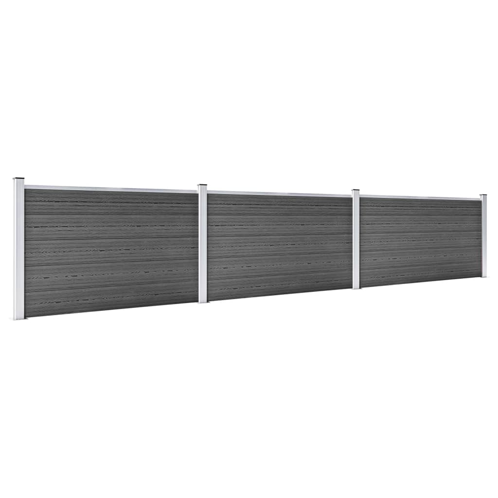 vidaXL Zestaw ogrodzeniowy z WPC, 526 x 105 cm, czarny