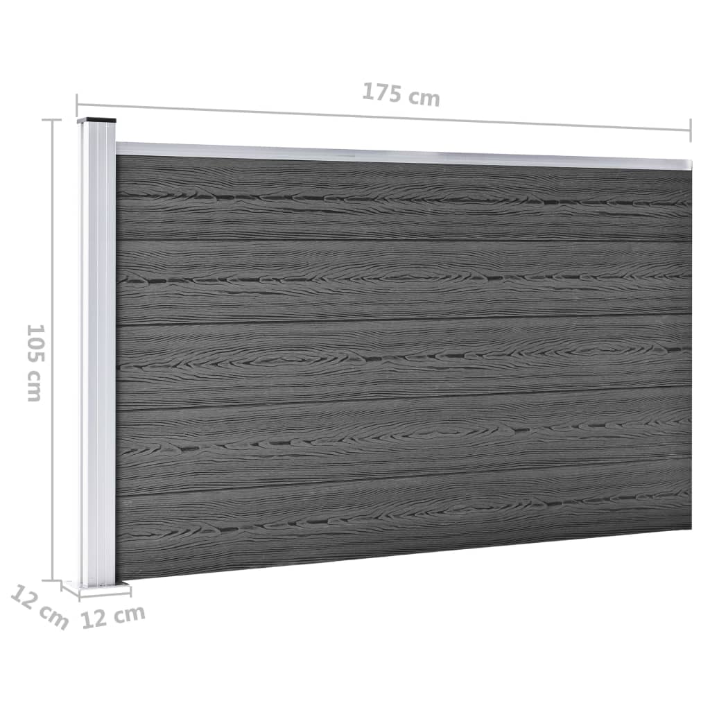 vidaXL Zestaw ogrodzeniowy z WPC, 526 x 105 cm, czarny