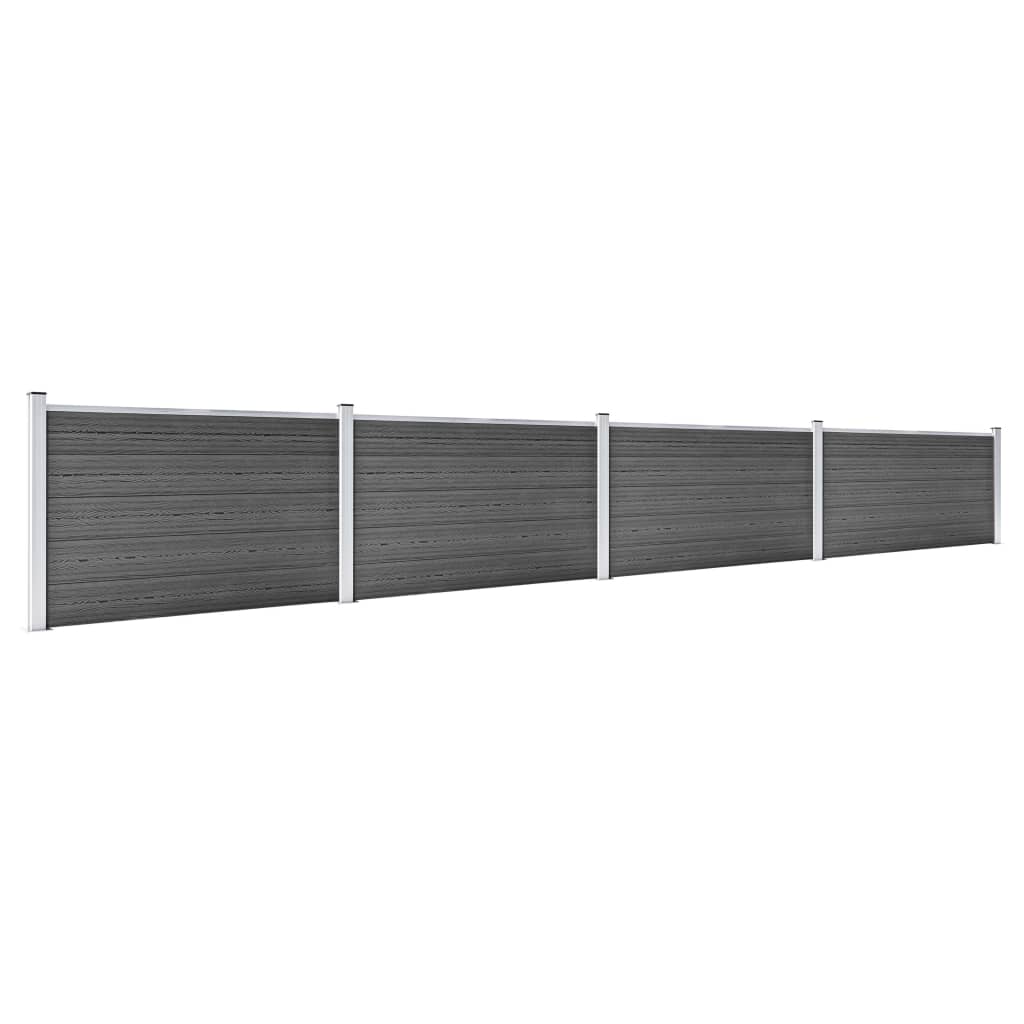 vidaXL Zestaw ogrodzeniowy z WPC, 699 x 105 cm, czarny